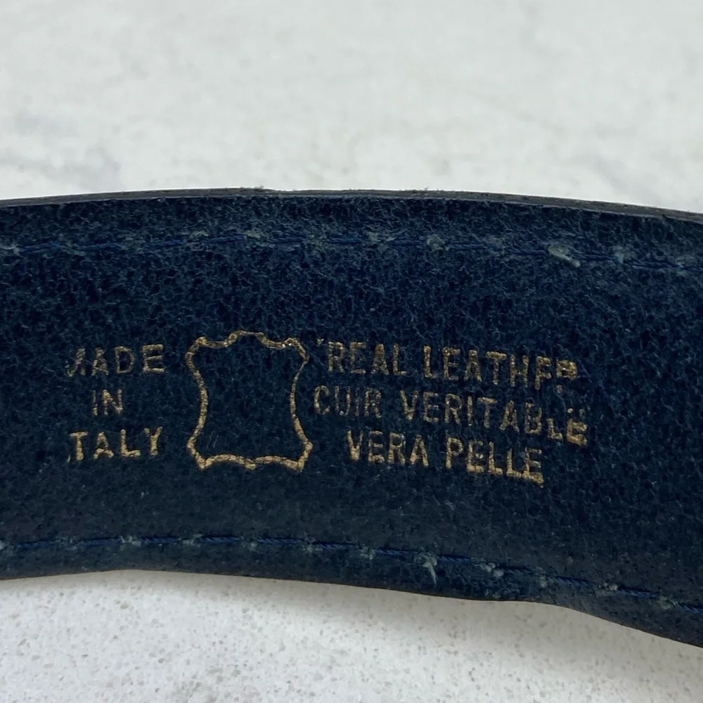 Cuoieria Fiorentina Italian Leather Belt Navy Blue Real Leather Made in Italy